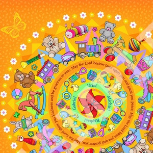 Mandala for the baby - quality print on arches paper - Gift for baby & toddler- contains the priestly blessings and 4 guardian angels