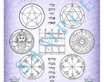 Personalized Kabbalah mega-amulet for success in all aspects of life, containing seven King Solomon seals and sacred letter combinations