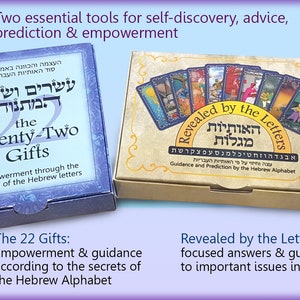 Ein Paar wundervolle Kabbalah Orakel Karten Sets, Revealed by the Letters + The 22 Gifts, für kombinierte Lektüre tiefe Einsichten Antworten & Ratschläge