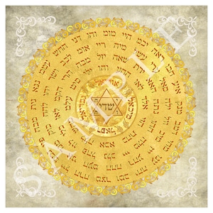 Golden seal for protection with the Kabbalistic 72 Names of God - Kabbalah virtue for success & protection – download and print your own