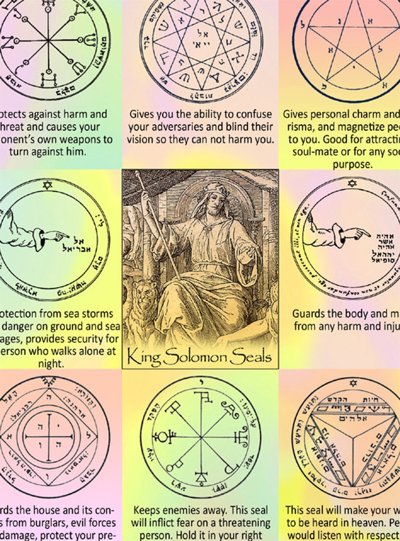 The 44 Seals of Solomon and their interpretations Kabbalah art print on quality lithograph paper powerful symbols a mega wall amulet image 2