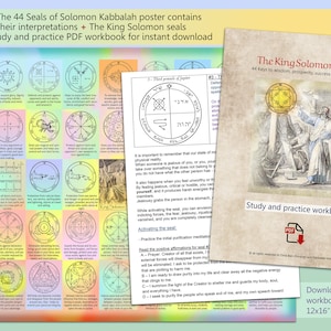 Poster della Kabbalah de 44 interpretazioni dei sigilli di Salomone + attivazione dei sigilli del re Salomone, manuale di studio e pratica, download PDF