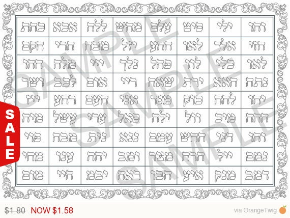 Hebrew Names Of God Chart