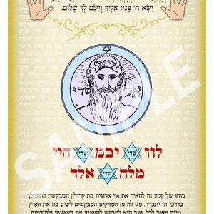 Personalized Kabbalah amulet for protection and fulfillment of wishes containing King Solomon seal and the "72 Names of God"