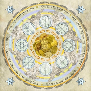 Amuleto di Mandala cabalistico per prosperità, ricchezza, sostentamento, abbondanza e successo materiale. Stampa in edizione limitata su carta di qualità