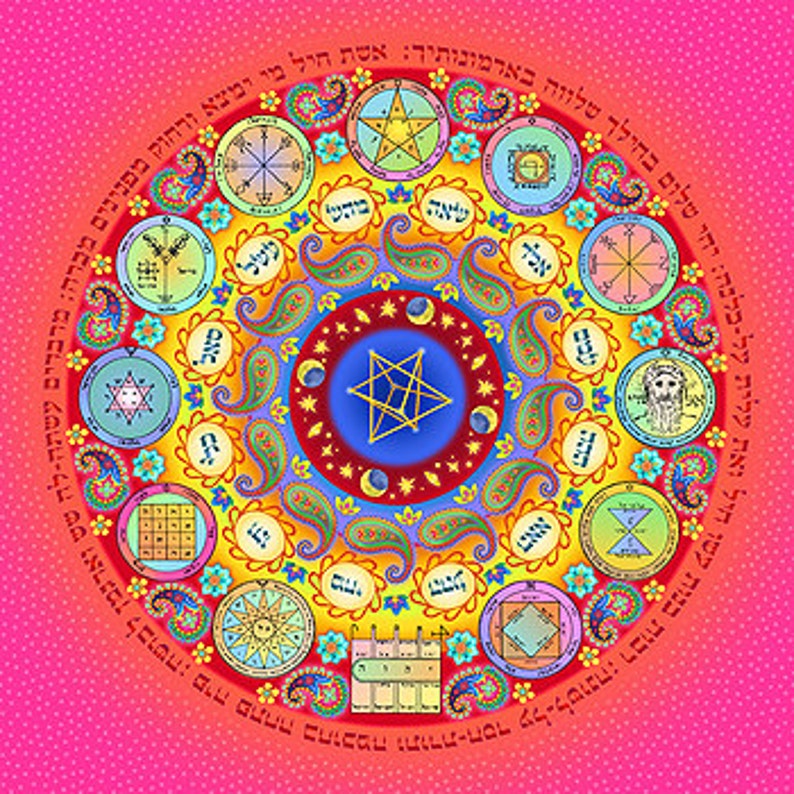 Mandala Amulet for Woman Print on paper Kabbalistic art great birthday gift for your mother, sister, daughter or best friend image 1