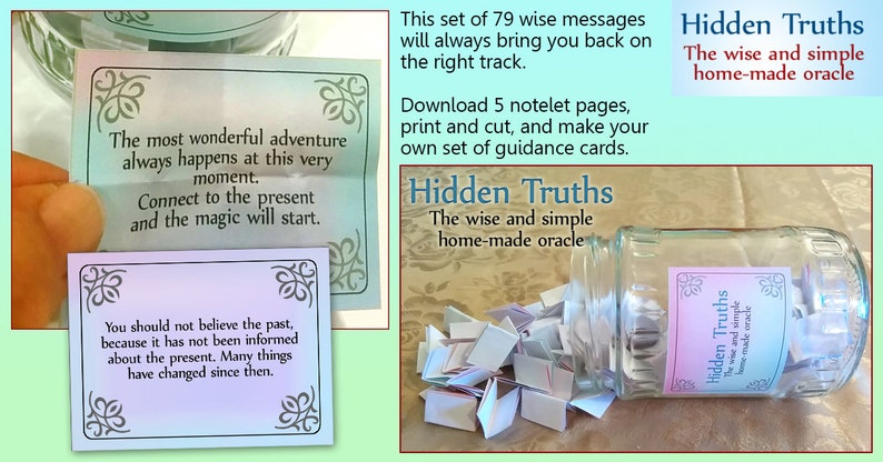 Hidden Truths – The wise and simple home-made oracle set - Find a jar and fill it with great treasure. 79 oracle cards for instant download. 