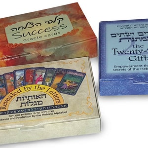 Tres valiosas herramientas de orientación y adivinación a la venta: las cartas Revelado por las Letras + las cartas del oráculo del Éxito + las 22 cartas de Regalos