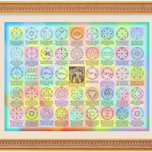 The 44 Seals of Solomon and their interpretations Kabbalah art print on quality lithograph paper powerful symbols a mega wall amulet image 3