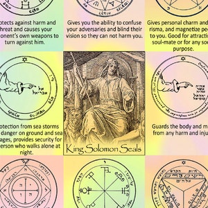 The 44 Seals of Solomon 12x16 Kabbalah poster for instant download contains the 44 King Solomon seals and their interpretations image 2