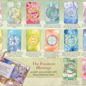 The Fourteen Blessings – A Special gift set  containing 14 Pocket-size Kabbalah amulets with King Solomon seals for blessings & good foutune