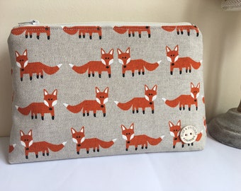 Autumn Foxes project bag zipper pouch
