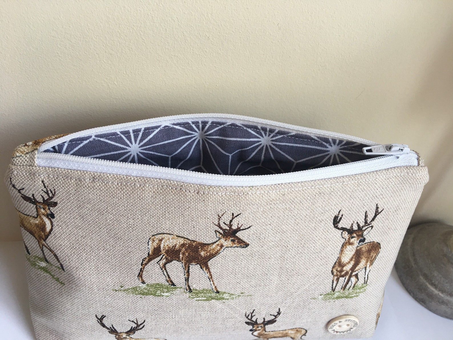 Stag Deer cosmetic bag / make-up / pencil case. Matching | Etsy