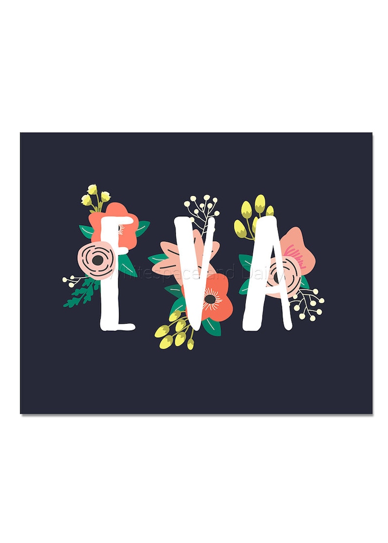 Eva Baby Name Wall Art Eva Baby Name Sign Eva Party Eva Party Etsy
