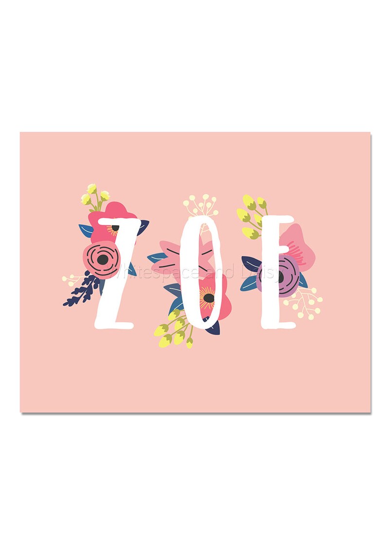 Zoe Baby Name Wall Art Zoe Baby Name Sign Zoe Party Zoe Party Etsy