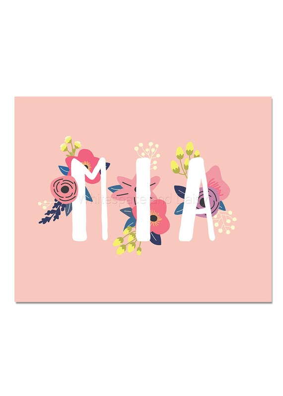 Mia Baby Name Wall Art Mia Baby Name Sign Mia Party Printable Etsy