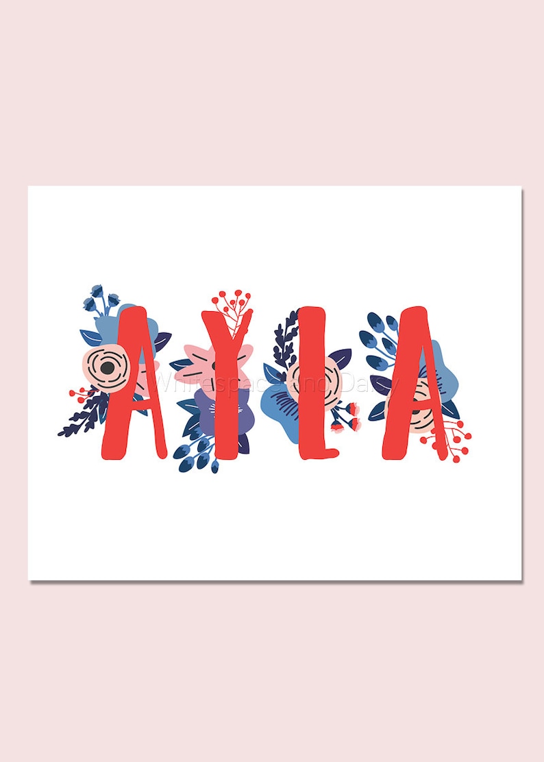 Ayla Baby Name Wall Art Ayla Baby Name Sign Ayla Party Ayla Etsy