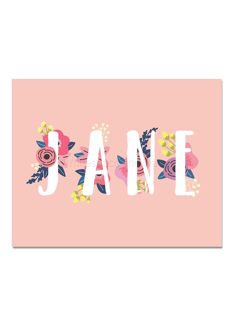 Jane Baby Name Wall Art Jane Baby Name Sign Jane Party Etsy