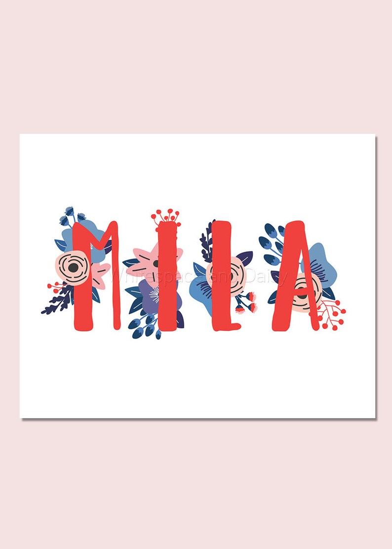 Mila Baby Name Wall Art Mila Baby Name Sign Mila Party | Etsy