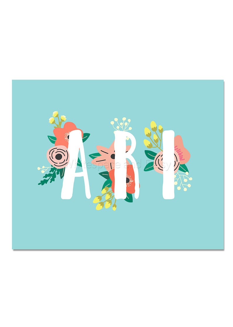 Ari Baby Name Wall Art Ari Baby Name Sign Ari Party Printable | Etsy