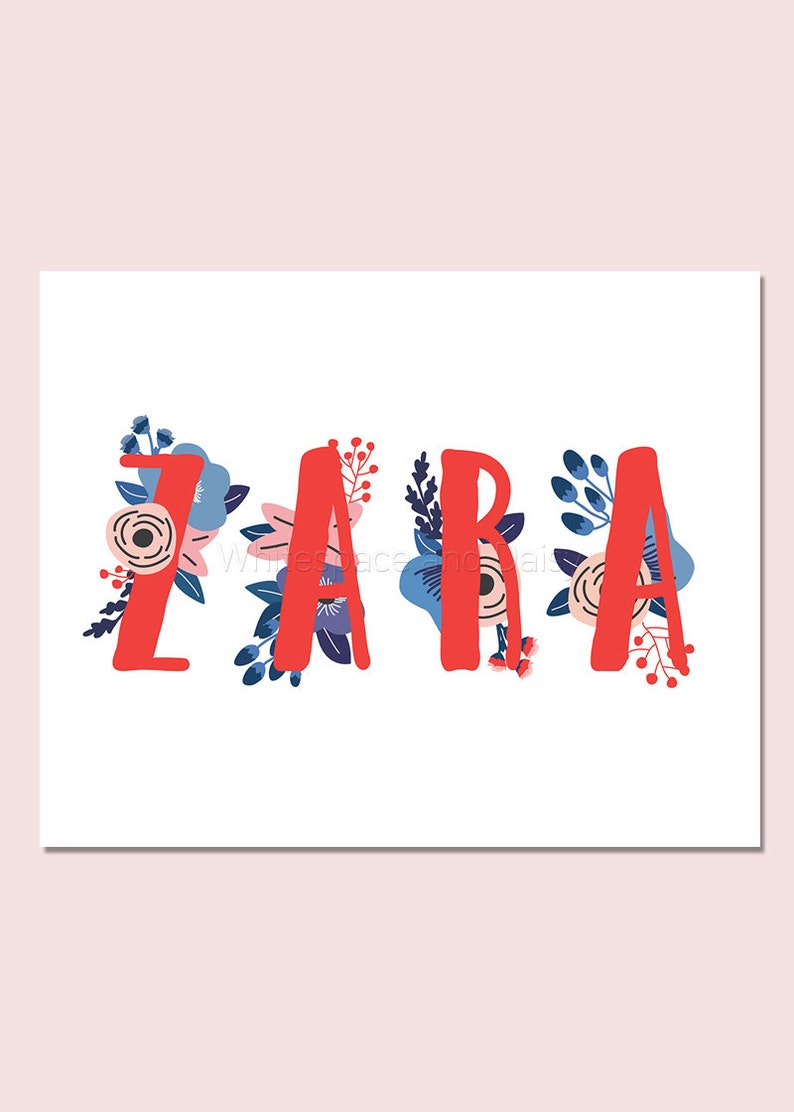 Zara Baby Name Wall Art Zara Baby Name Sign Zara Party Etsy