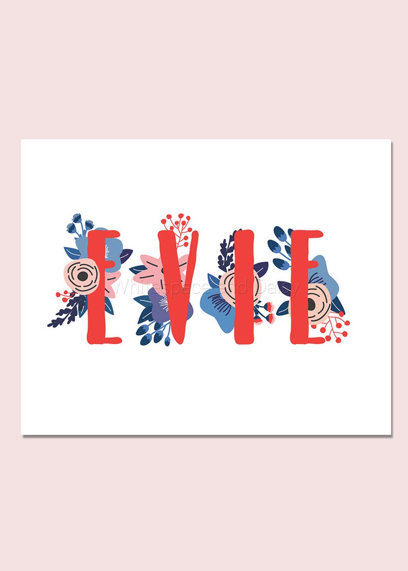Evie Baby Name Wall Art Evie Baby Name Sign Evie Party Etsy