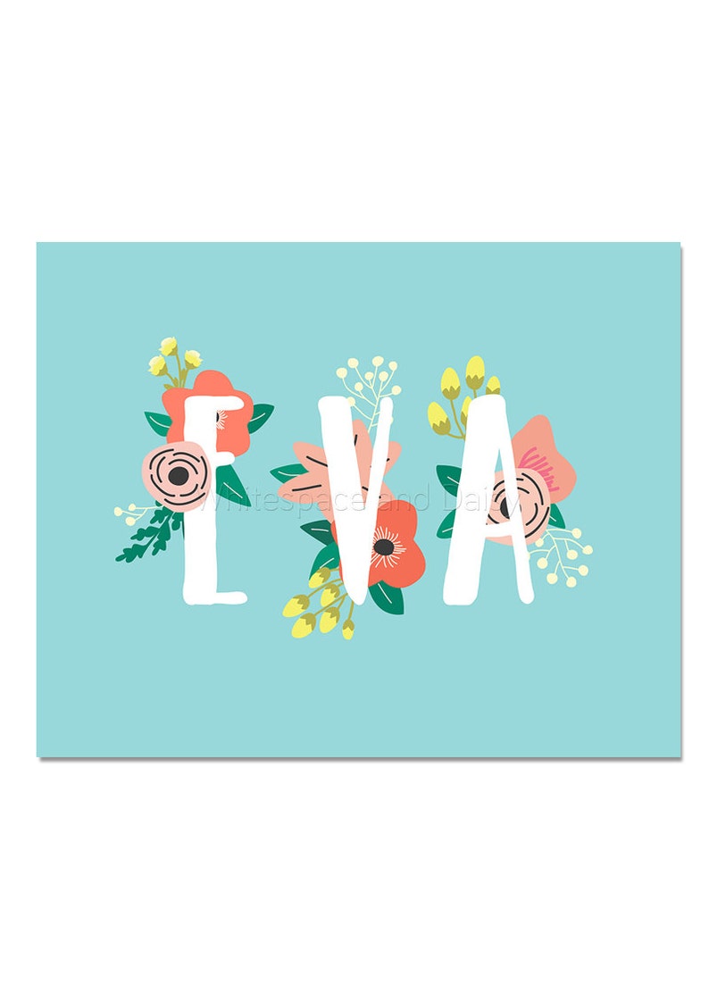 Eva Baby Name Wall Art Eva Baby Name Sign Eva Party Eva Party Etsy