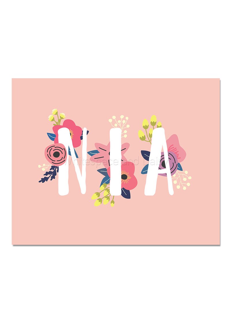 Nia Baby Name Wall Art Sign Party Printable Nia Baby Name Wall Art Sign Party Printable Decorati