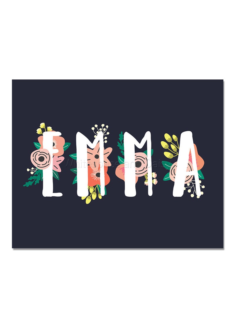 Emma Baby Name Wall Art Emma Baby Name Sign Emma Party Etsy