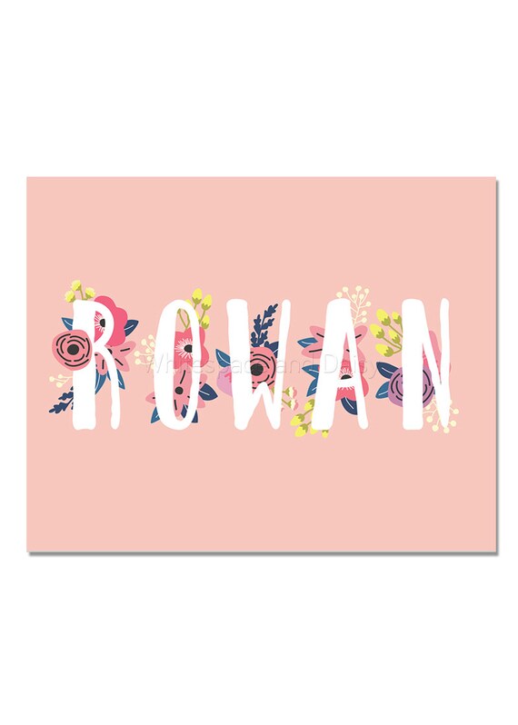 Rowan Personalized Name Sign Baby Gift Custom Name Art Name Etsy