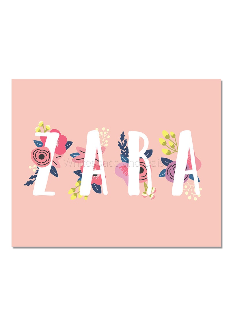 Zara Baby Name Wall Art Zara Baby Name Sign Zara Party Zara Etsy