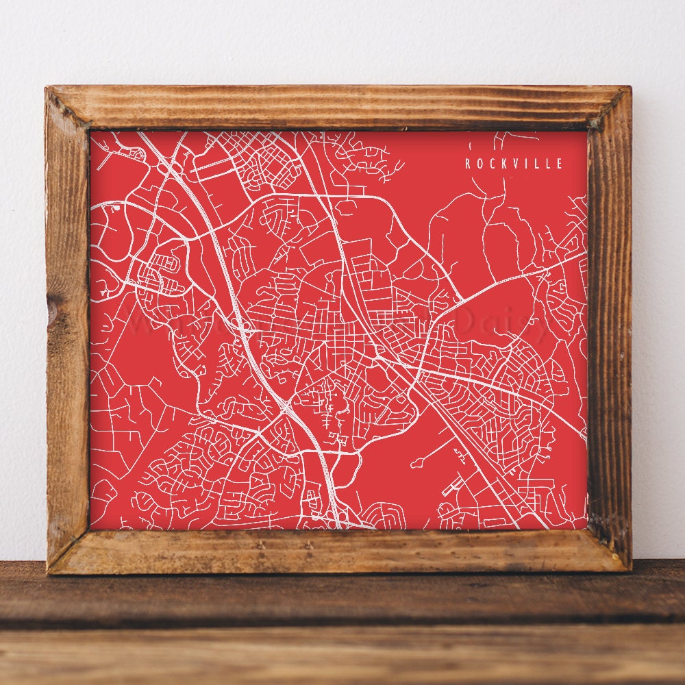 Rockville Map Rockville Art Rockville Map Art Rockville Print Etsy