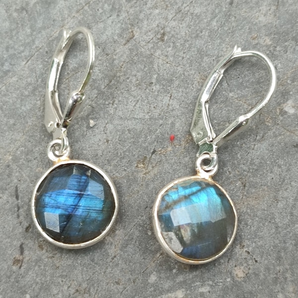 925 silver earrings labradorite faceted real silver earrings sterling blue shimmer boho ethno