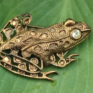 Frog brooch vintage gold pin animal brooch toad design jewelry fashion jewelry Paris France