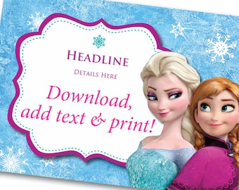 Frozen Invitation - Printable - INSTANT DOWNLOAD - Frozen Party Decorations - Anna Elsa Princess