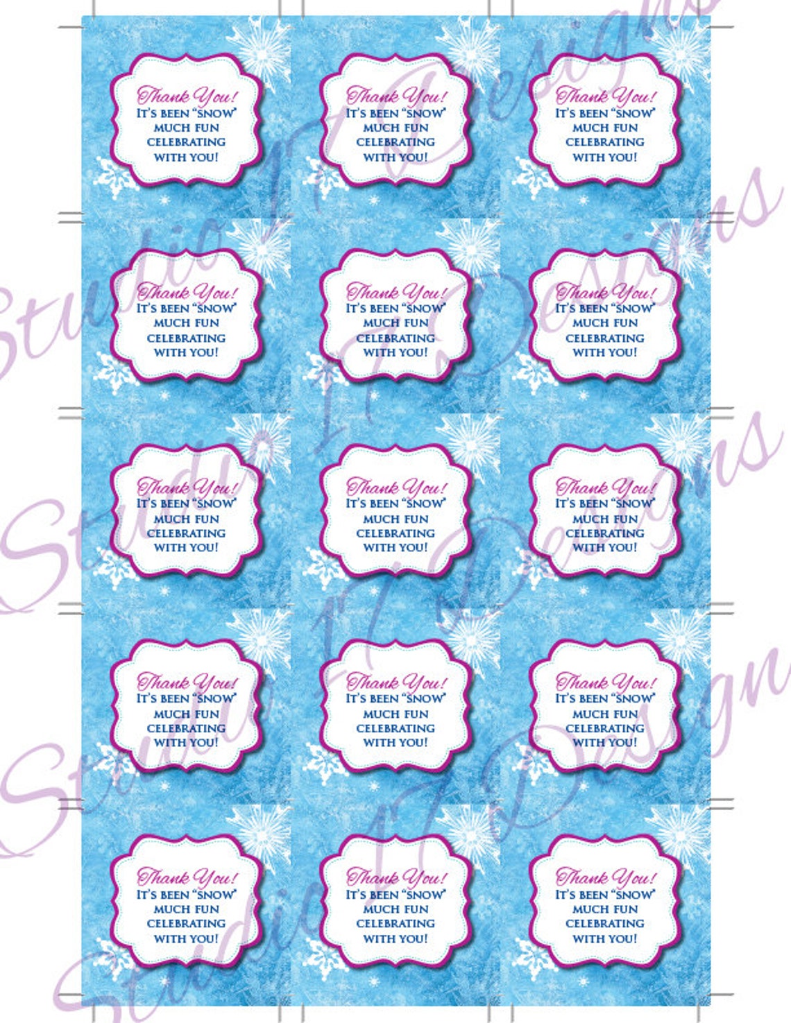 Disney Frozen Thank You Tags Printable INSTANT DOWNLOAD Frozen Party ...