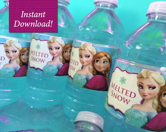 Magical Frozen Water Bottle Labels - Printable - INSTANT DOWNLOAD - Frozen Party Decorations - Anna Elsa Princess