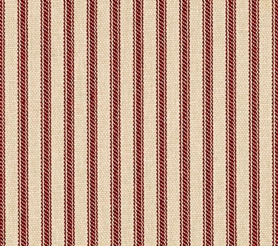 SALE Ticking Red Fabric By The Yard