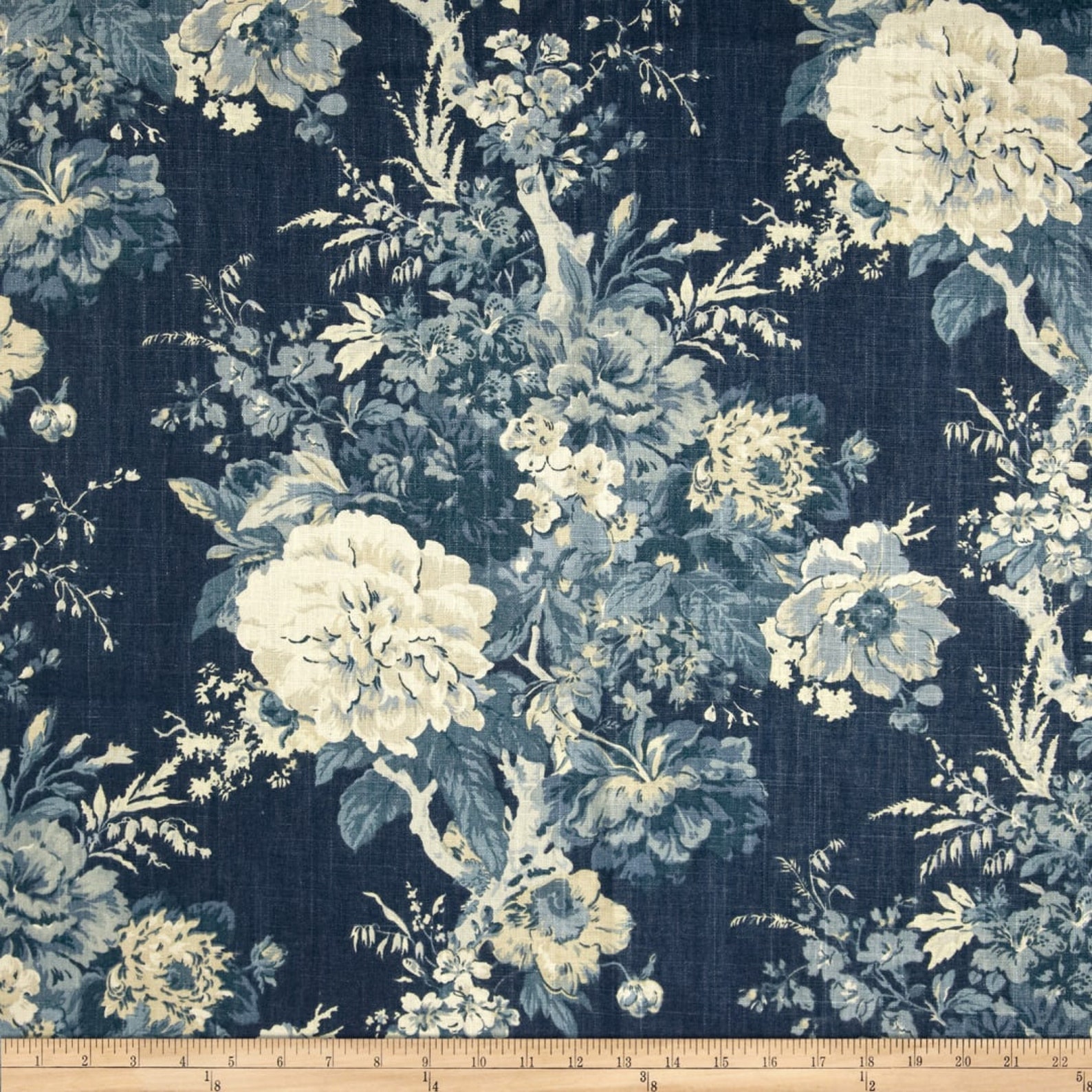 SALE Waverly Ballad Bouquet Indigo Fabric By The Yard Etsy