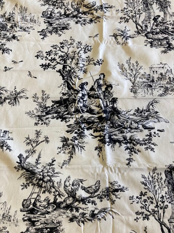FLASH SALE!!!!,Toile Black , Fabric By The Yard-This listing is for 1 yard  cuts!!!!!!