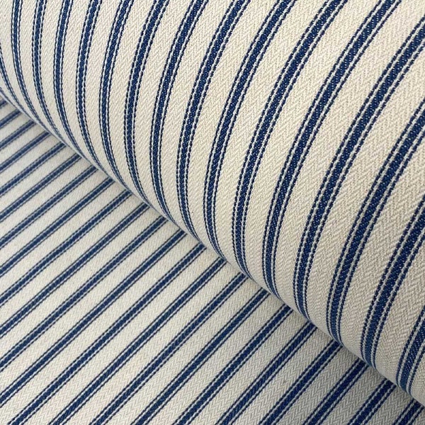 SALE!!!  Ticking Blue, Fabric By The Yard