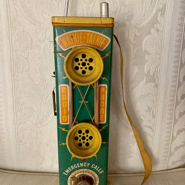 Rare 1940s Walkie Talkie/Phone/Radio Tin Toy made by Tudor Metal Products