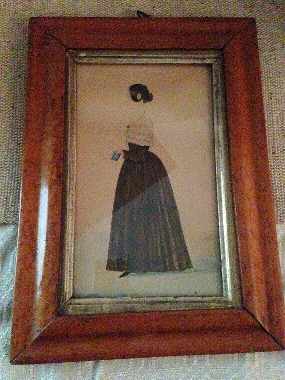 REDUCED PRICE. Early 19th Century Watercolor Lady in Lace Trimmed Black  Dress With Blue Book - Etsy