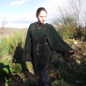 Elven, medieval coat,poncho,mantle in dark green