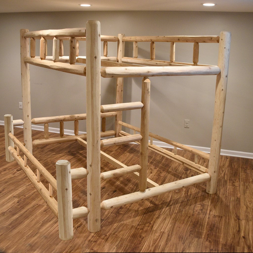 Handcrafted White Cedar Log Bunk Bed Twinxl Over Queen Solid Wood made in the Usa free Shipping Etsy
