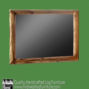 Log Mirror 35x29 ~ Torched Cedar ~ 100% Solid Wood/Handcrafted in the USA/Free Shipping