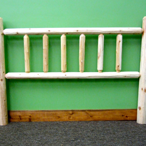 Handcrafted White Cedar Rustic Log Headboard