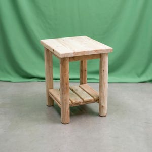 Log Sofa End Table ~ Unfinished White Cedar | Amish Handcrafted in USA | DIY | Natural | Solid Wood