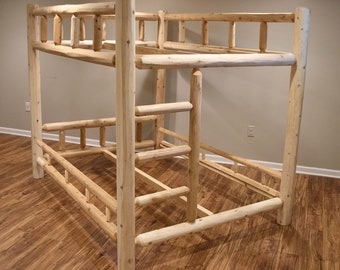 TwinXL Handcrafted Log Bunk Bed