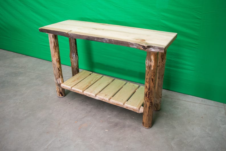 Rustic Log Sofa Table Etsy
